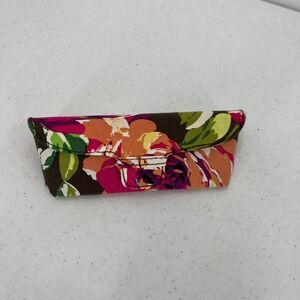 Vera Bradley Floral Glasses Case Hard Shell Snaps Closure Pink Orange Green